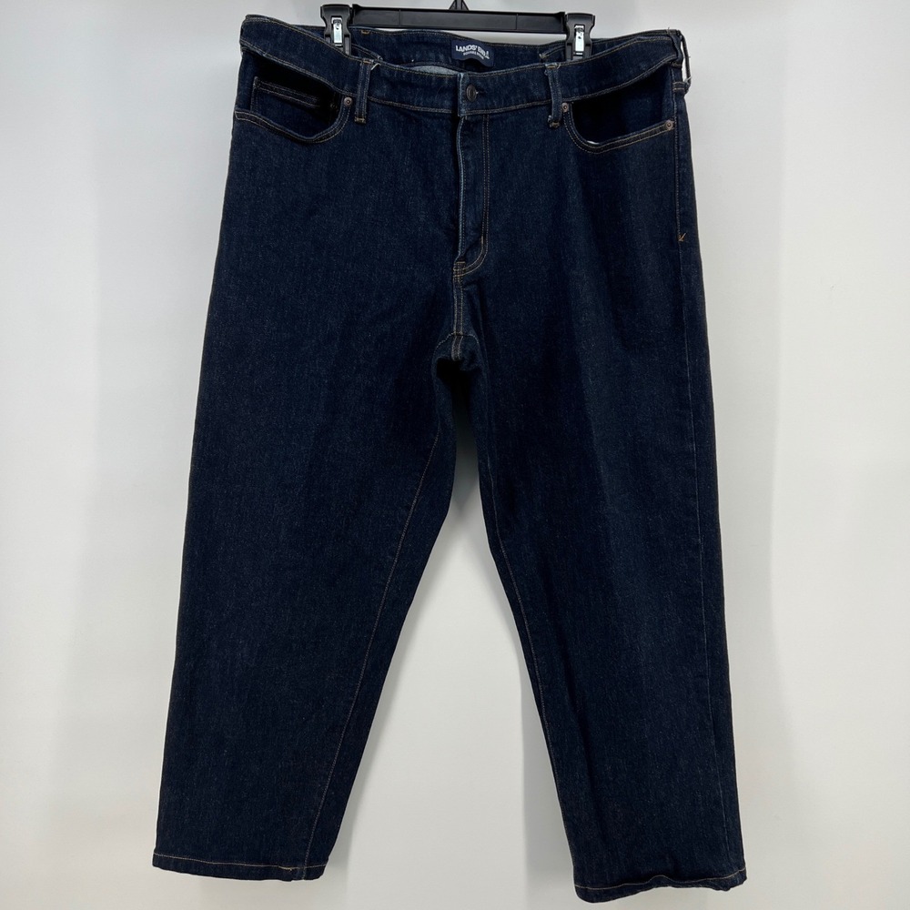Lands End Square Rigger Comfort Waist Traditional Fit Dark Denim Jeans Mens 42